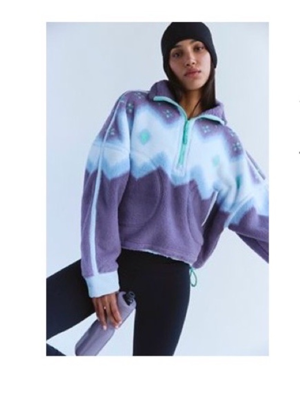 Free People Mountain High Half-Zip Fleece in Soft Glow Graphite Combo